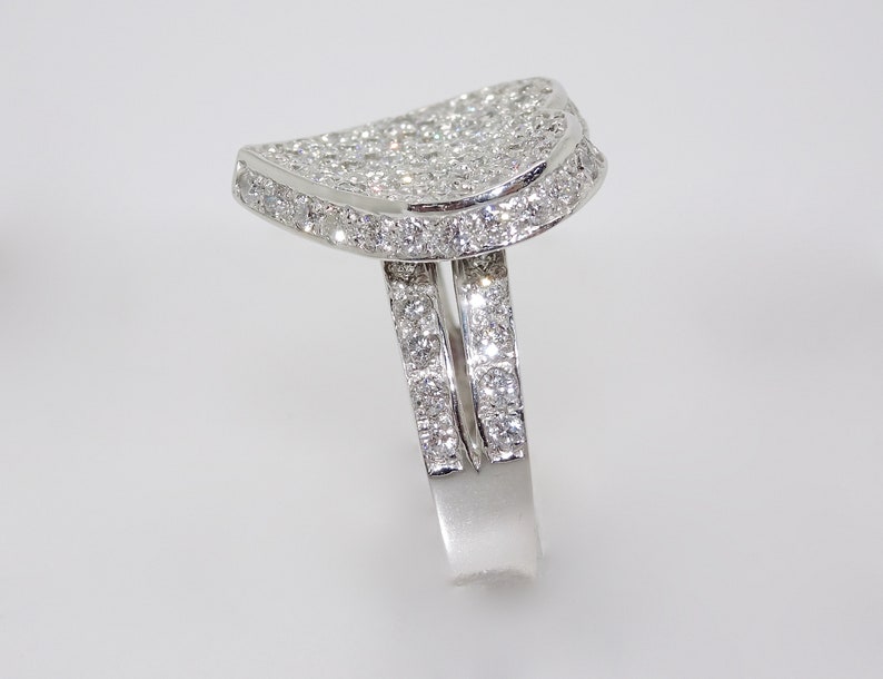 14K White Gold Diamond Pave Heart Ring | Etsy
