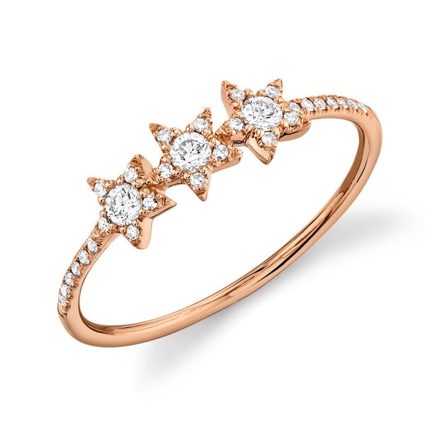 14K Rose Gold Diamant Pave Stern Band #1512
