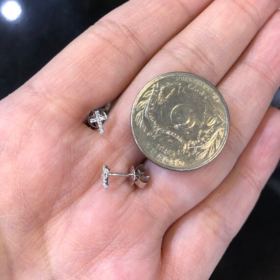 14Kホワイトゴールド ダイヤモンド XXS クロススタッドピアス #536