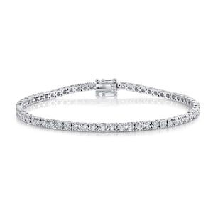 14K White Gold Diamond Tennis Stackable Bracelet #5144