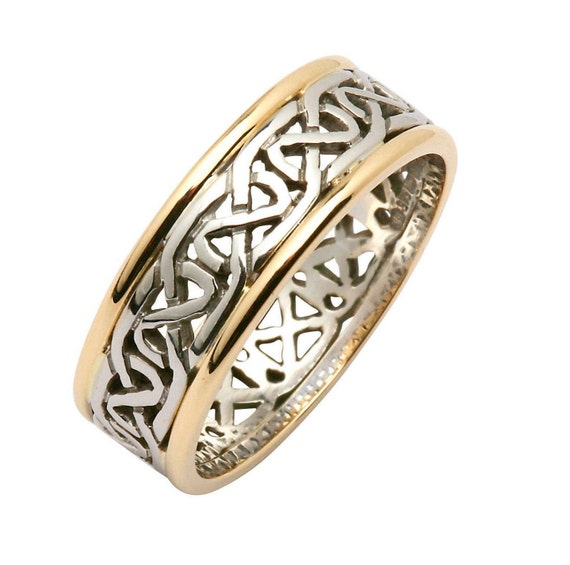 Two tone celtic wedding best sale bands
