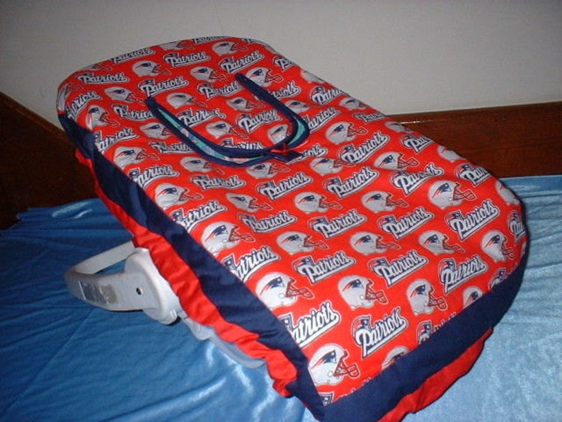 New England Patriots Infant Car Seat Carrier Cover Also In Pink Made With Nfl Fabric Fits All Carriers