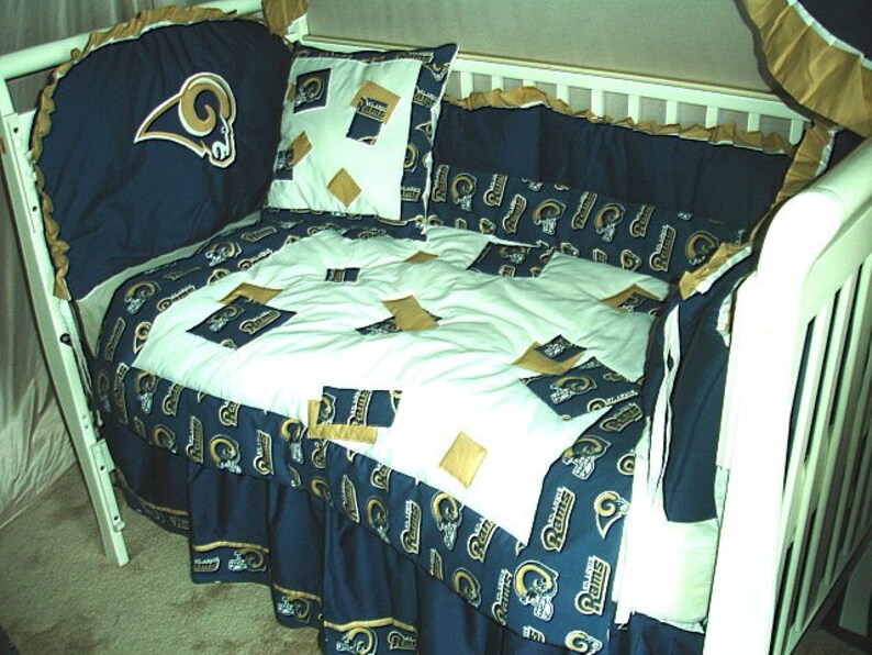La St Louis Rams Custom Made Or Bumperless In Pink Nursery Baby Crib Bedding Set Mw Nfl Fabric New