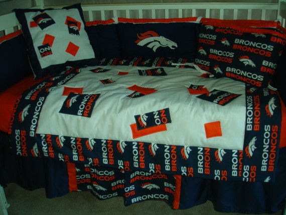 Denver Broncos Custom Made Or Made Bumperless Or In Pink Nursery Baby Crib Bedding Set Made W Nfl Denver Broncos Fabric New