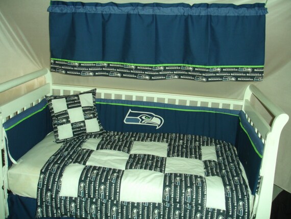 Seattle Seahawks Custom Made Or Made Bumperless Or In Pink Nursery Baby Crib Bedding Set Mw Nfl Seattle Seahawks Fabric New