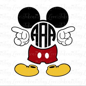 Mickey Mouse Monogram SVG Design for Silhouette and other craft cutters (.svg/.dxf/.eps/.pdf)