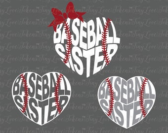 Baseball Sister Heart Design for Silhouette and other craft cutters (.svg/.dxf/.eps/.pdf)