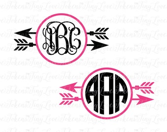 Feather Arrow Monogram Design for Silhouette and other craft cutters (.svg/.dxf/.eps/.pdf)