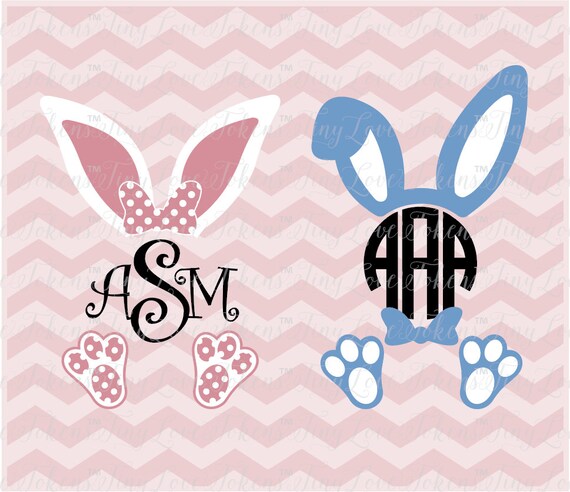 Download Bunny Ears and Feet Monogram SVG Design for Silhouette and ...