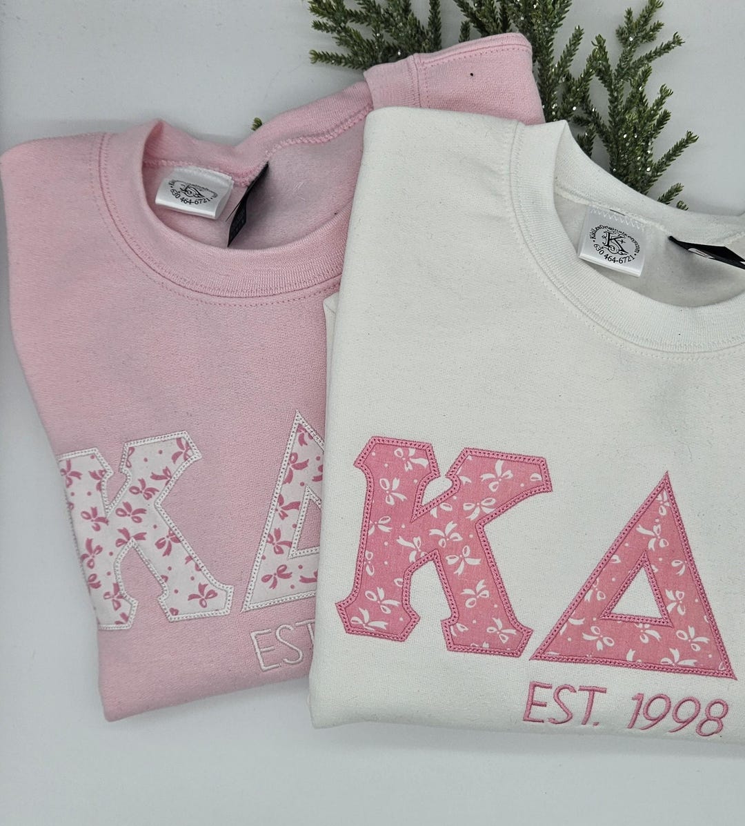 Embroidered Sorority Letters Sweatshirt: Bow Coquette Greek Crewneck - Etsy