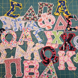 Iron On Greek Letter Patch: Custom Fabric Sorority Applique, English letters