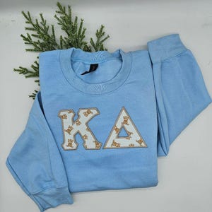 Kappa Delta Sorority Letters Sweatshirt.  Teddy Bear Custom  Greek letter Crewneck
