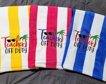 Embroidered Beach Towel: Teacher Appreciation Gift