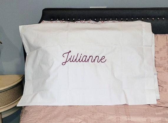 Personalized Embroidered Pillowcase: Custom Name, Cotton Blend (20x30)