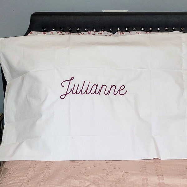 Personalized Pillow Cases. Custom Embroidered with the name of your choice. Center Embroidered name