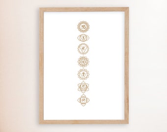 Spiritual Décor, Self Love, Affirmations, Spiritual Gift, Chakras Art Print, Digital Downloads, Boho Printable Wall Art, Chakra Art