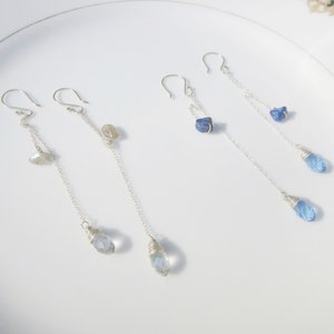 Rainbows Fall Unique Genuine Sterling Silver Dangle Chain Drop Earrings