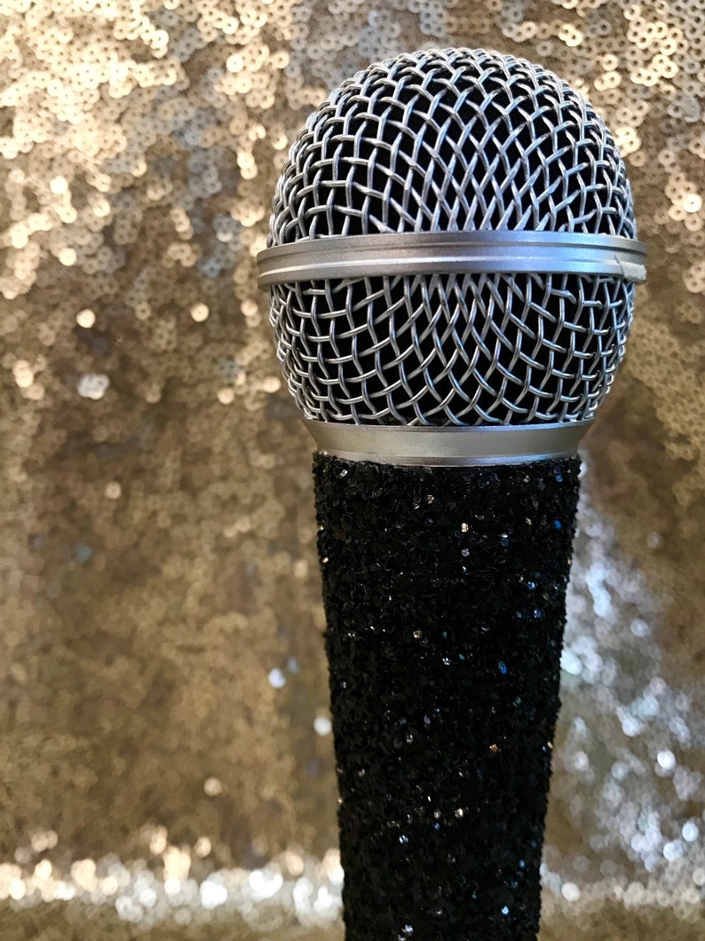 Glitter Bling Wired Microphone Black Etsy