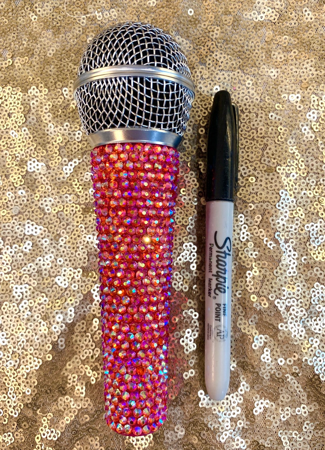 Rhinestone Bling Wired Microphone Hot Pink Etsy