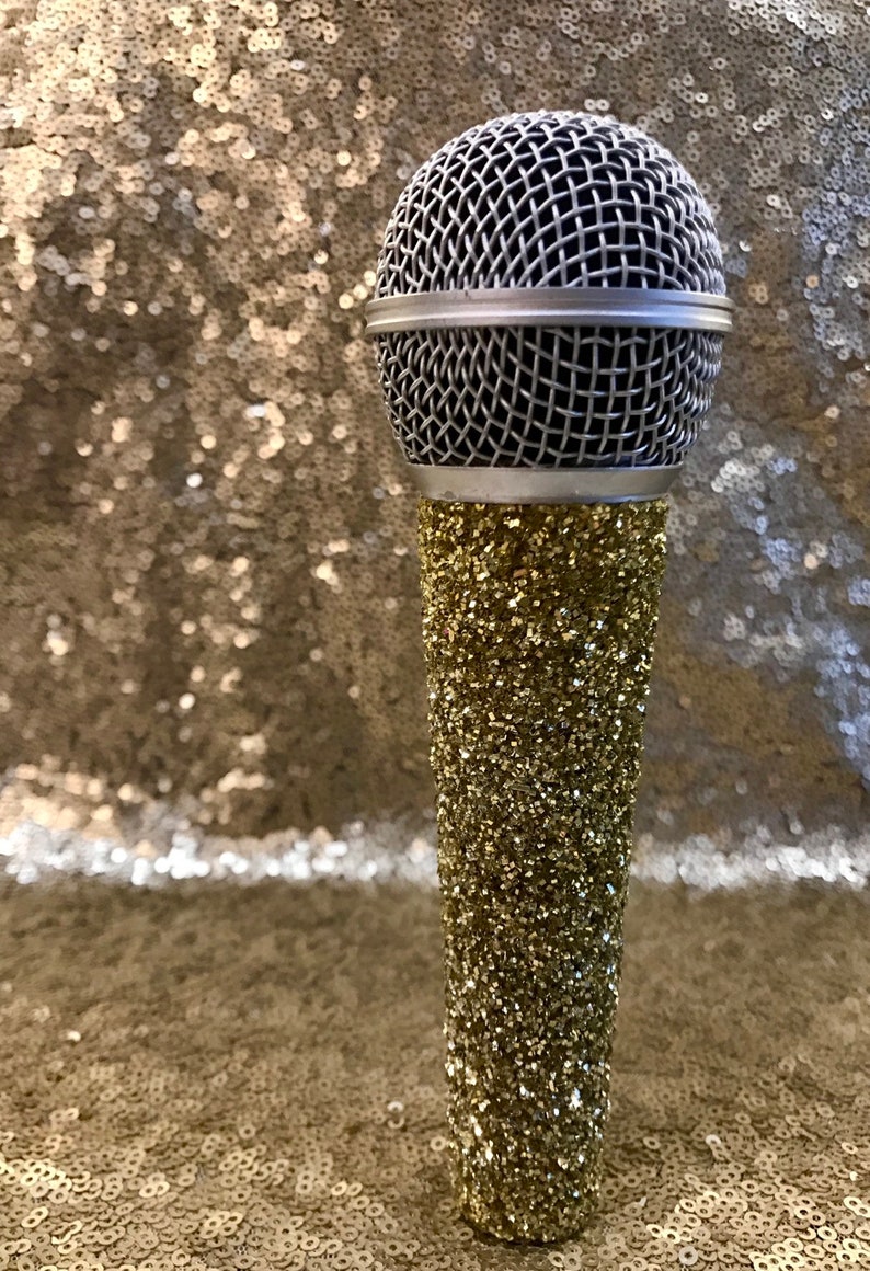 Glitter Bling Wired Microphone Gold Etsy