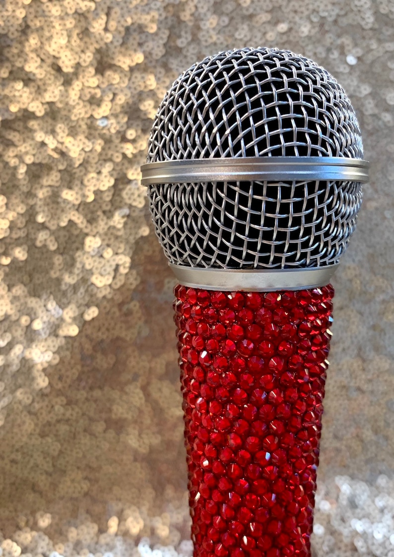 Rhinestone Bling Wired Microphone Red Etsy