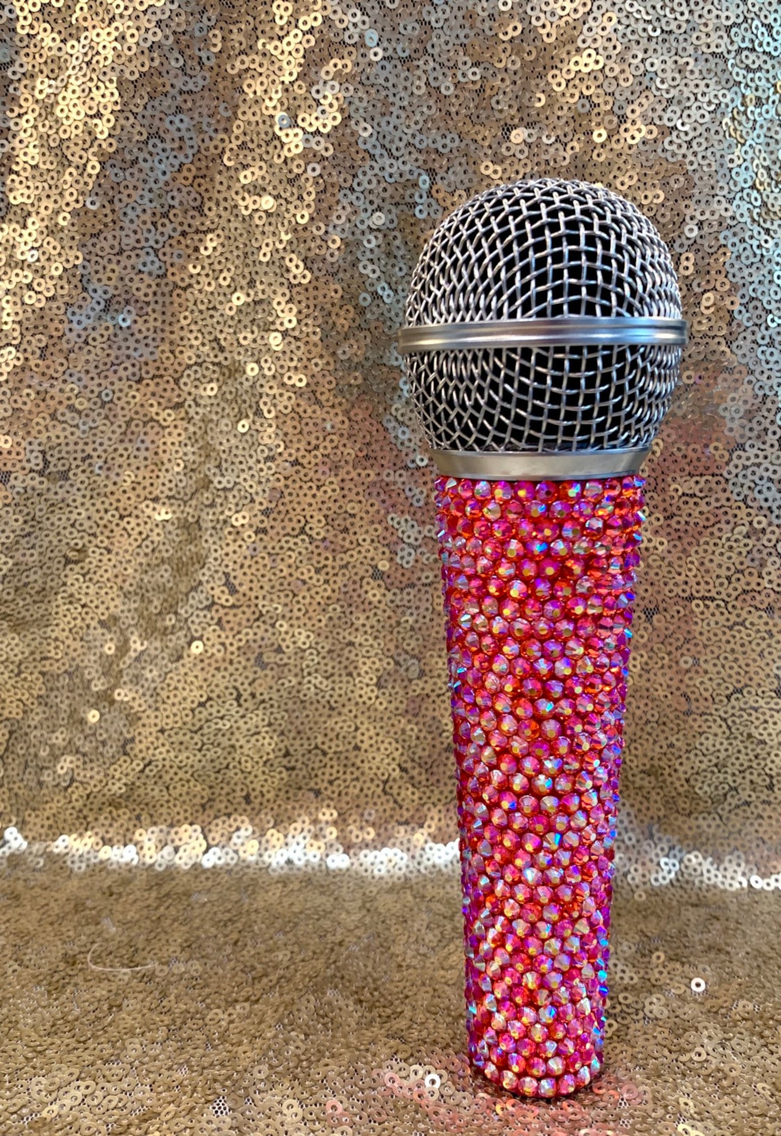 Rhinestone Bling Wired Microphone Hot Pink Etsy