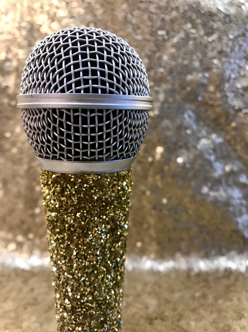 Glitter Bling Wired Microphone Gold Etsy