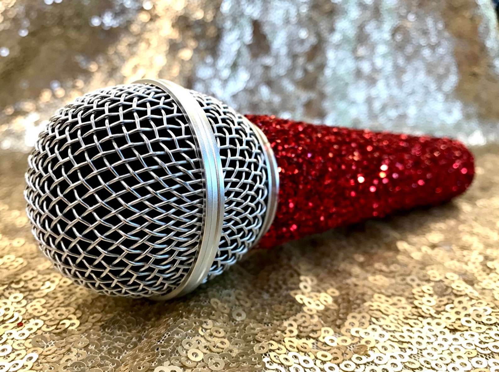 Glitter Bling Wired Microphone Red Etsy