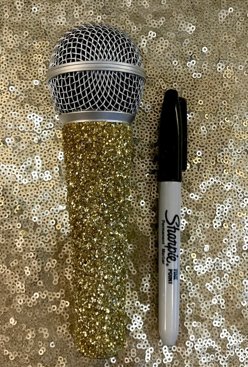 Glitter Bling Wired Microphone Gold Etsy