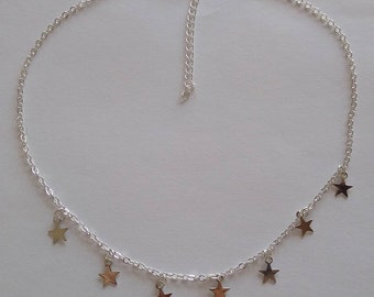 silver multi star necklace