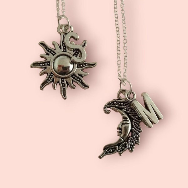 Set of 2 Best Friends sun and moon necklaces