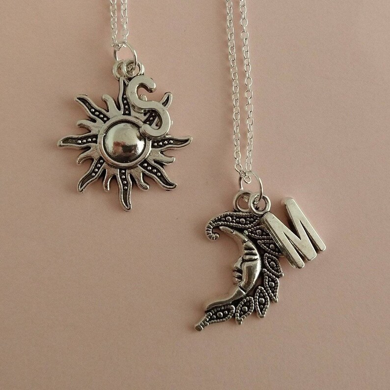 Set of 2 Best Friends sun and moon necklaces 