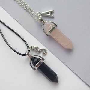 Couples Gemstone Crystal Necklaces Set of 2