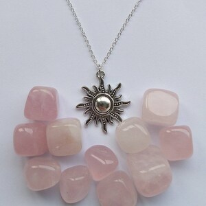 Sun Necklace with optional loose rose quartz tumbled stones