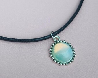 Opalite pendant on 14-16 inch black cord choker