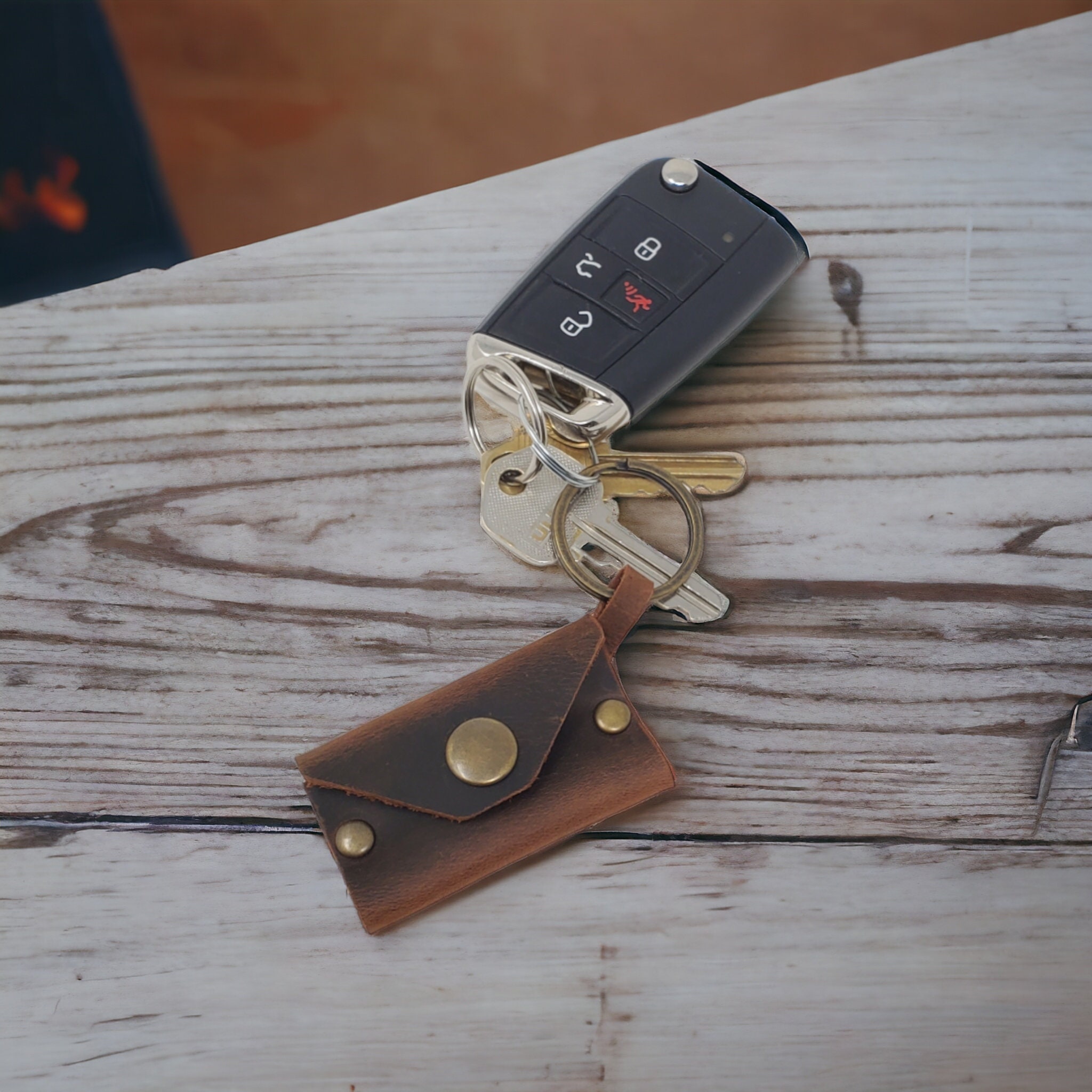 Sim Card Keychain Handmade Leather Keychain Coin Holder Quarter Holder, Wedding Ring ...