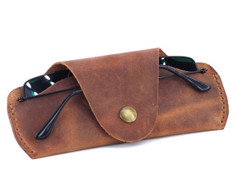 Leather Glasses case sleeve, retro design eyeglass case, reading glasses case, genuine leather sunglasses case