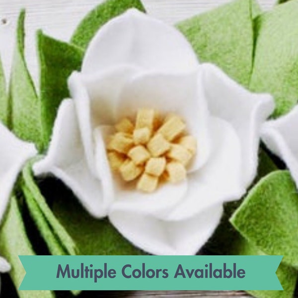 Individual Felt Magnolia Stem, Small | Create Your Own Bouquet! | DIY, Custom Colors, Personalize, Rainbow Colors, Bright, Modern