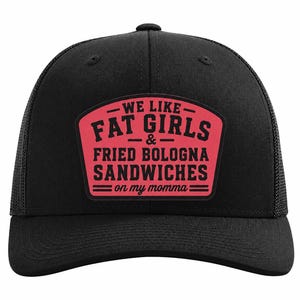 Custom Fried Bologna Sandwich Hat: Laser Engraved Leather Patch Trucker Cap