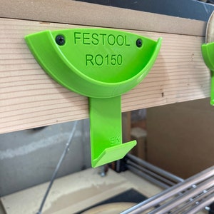 Sander hanger. Fits festool 150 (6” sanders) with hook for cord storage