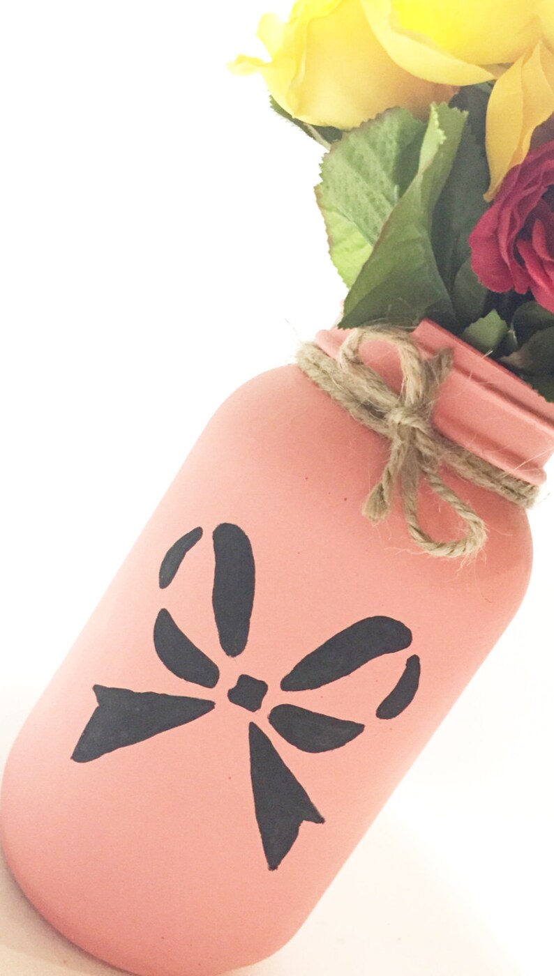 Single Hand Painted And Distressed Mason Jar Bows Rustic Etsy