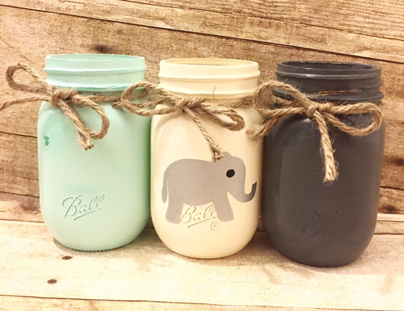 Set Of 3 Hand Painted Mason Jars Nursey Decor Baby Shower Etsy Set Of 3 Hand Painted Mason Jars Nursey Decor Baby Shower Etsy