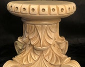 Vintage Plaster Pedestal Table Stand Hollywood Regency Acanthus Leaf Column Gilt