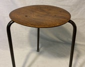 Vintage Danish Modern Wood Metal Stool Table Plant Stand Made DENMARK Teak