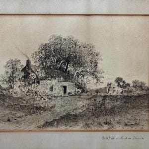 1897 Louise Howland King Cox Birthplace of Abraham Lincoln Etching Print Signed
