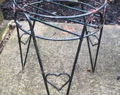 Vintage Black Metal Wire Plant Stand Flower Pot Holder Hair Pin Legs Hearts