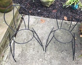 2 Vintage Black Metal Wire Plant Stand Rocking Chair Flower Pot Holder Set