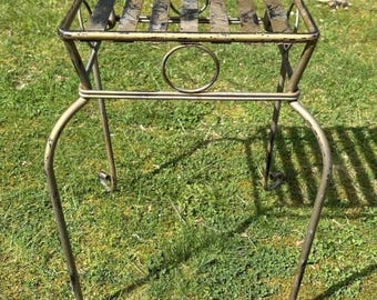 Vintage Mid Century Wrought Iron Plant Stand Gold & Black 20.25"H