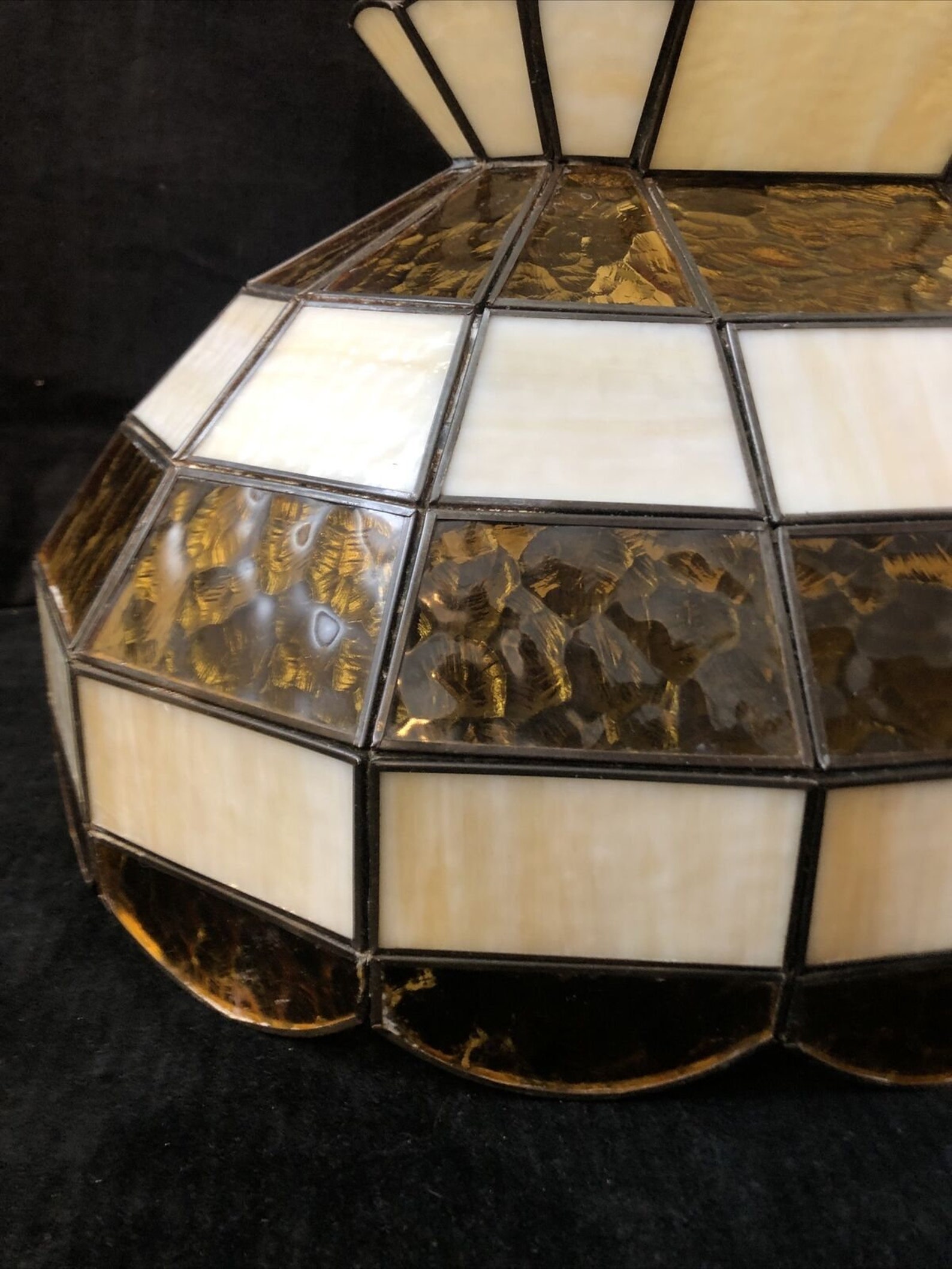 Vintage Retro Leaded Stained Glass Hanging Pool Table Light Etsy