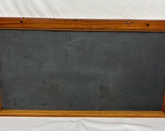 Antique Vintage Slate Chalkboard Blackboard Oak Wood Frame 39.25"x20.5" Menu